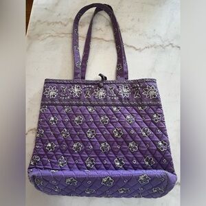 Vera Bradley Purple Bandana Retired Print Tote Purse Shoulder Bag
